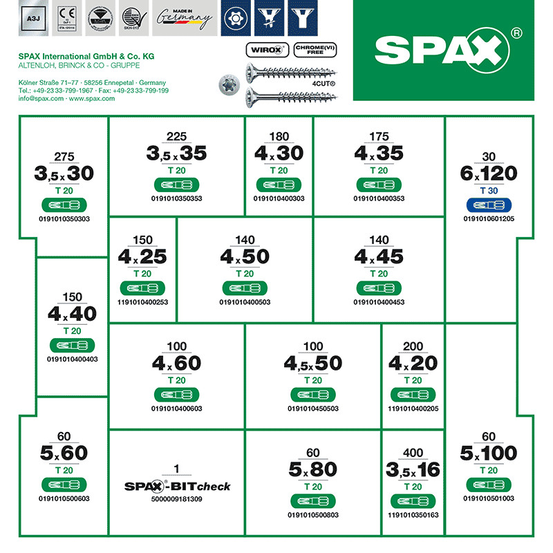 Malette avec assortiment de 2446 vis SPAX Malette avec assortiment de 2446 vis SPAX