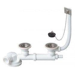 Siphon Évier 2 Bacs Ø60mm INVENTIV – Évacuation Fiable | INVENTIV