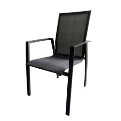 Fauteuil de jardin anthracite en aluminium et textilène