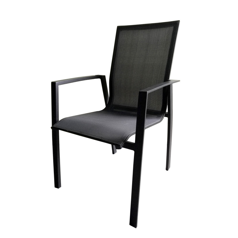 Fauteuil de jardin anthracite en aluminium et textilène