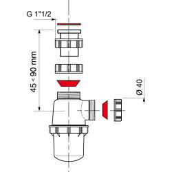 Siphon d'évier réglable 11/2 x Ø 40mm WIRQUIN | WIRQUIN