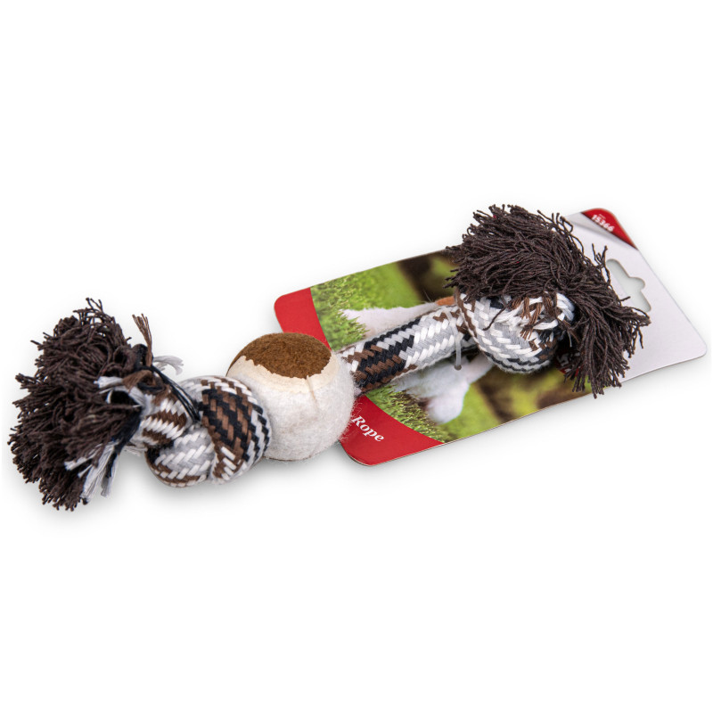 Corde avec balle pour chien 26 cm