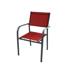 Fauteuil de jardin Duca gris et rouge