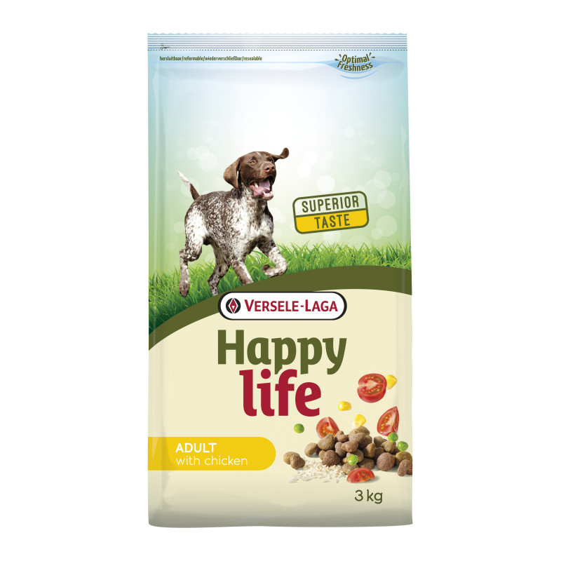 Sac de croquettes pour chien Happy Life Poulet 3 kg