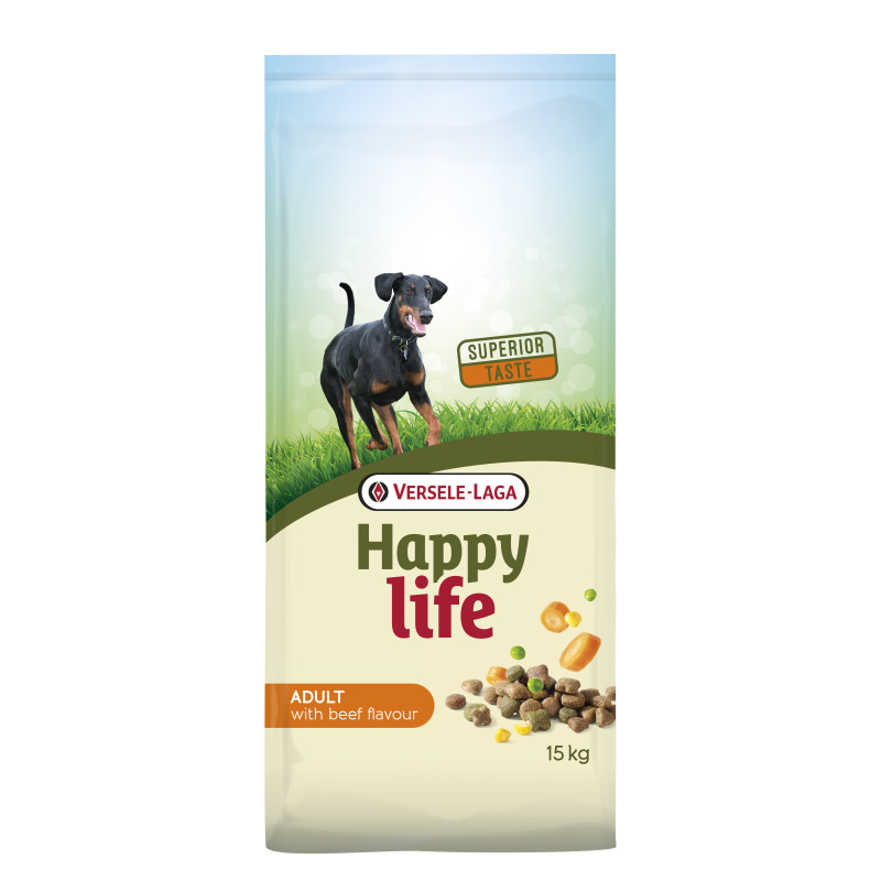 Sac de croquettes pour chien Happy Life Boeuf 15 kg