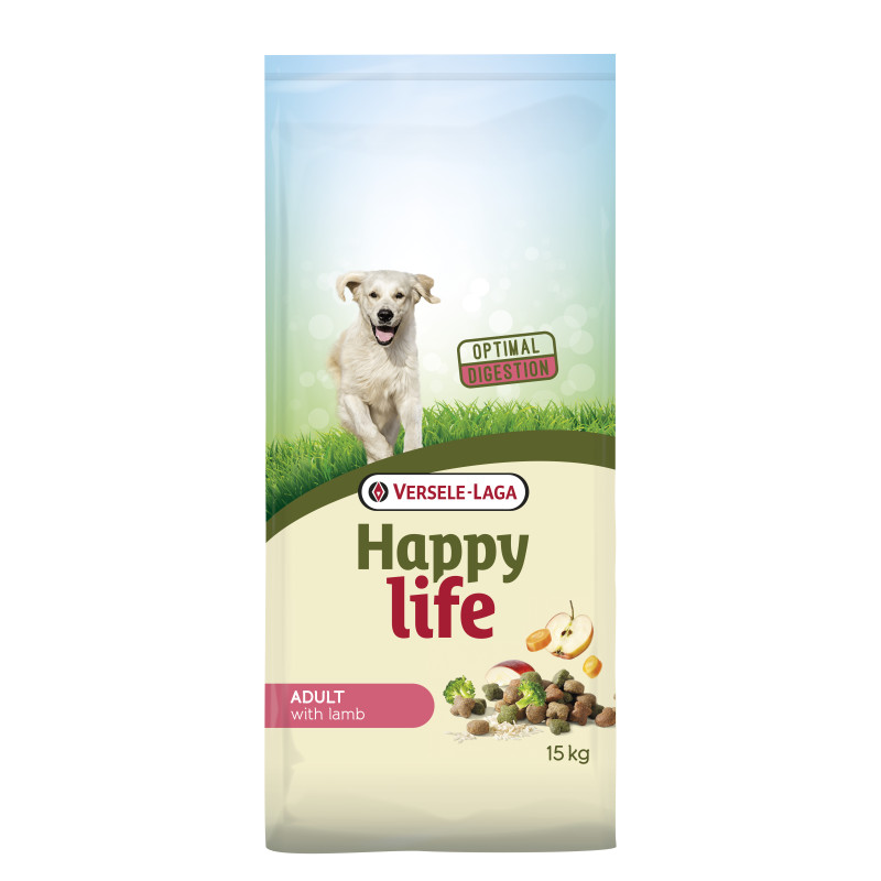 Sac de croquettes pour chien Happy Life Agneau 15 kg