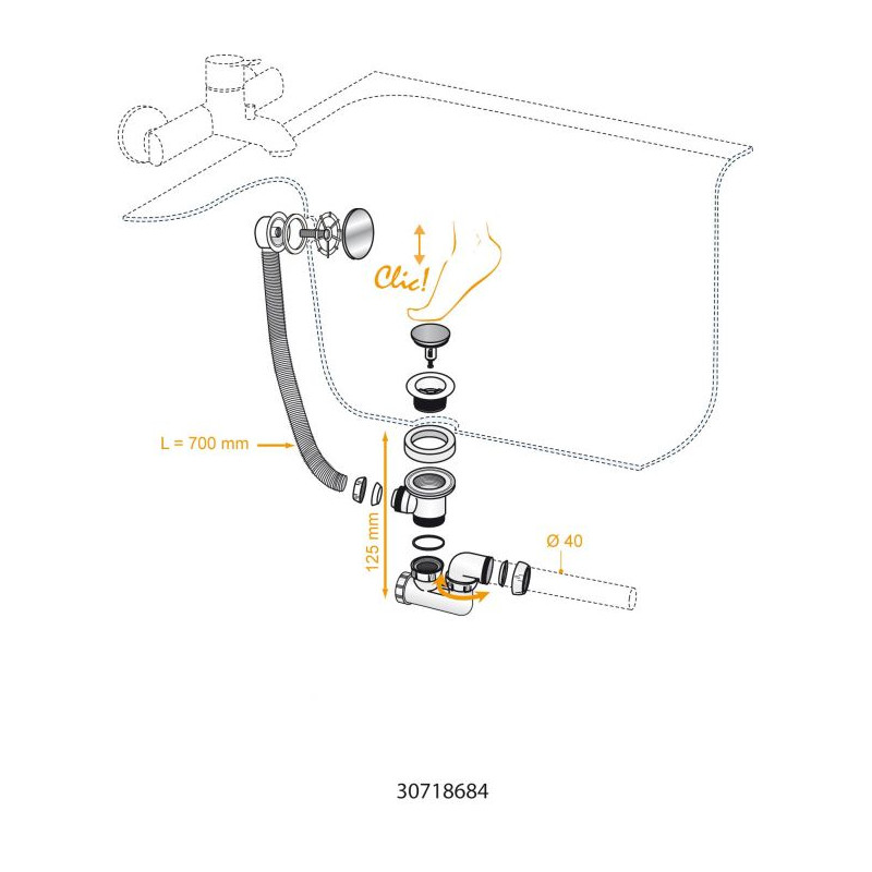 Vidage Baignoire Quick-Clac Ø 40mm – Fermeture Facile | INVENTIV Vidage Baignoire Quick-Clac Ø 40mm – Fermeture Facile | INVENTIV