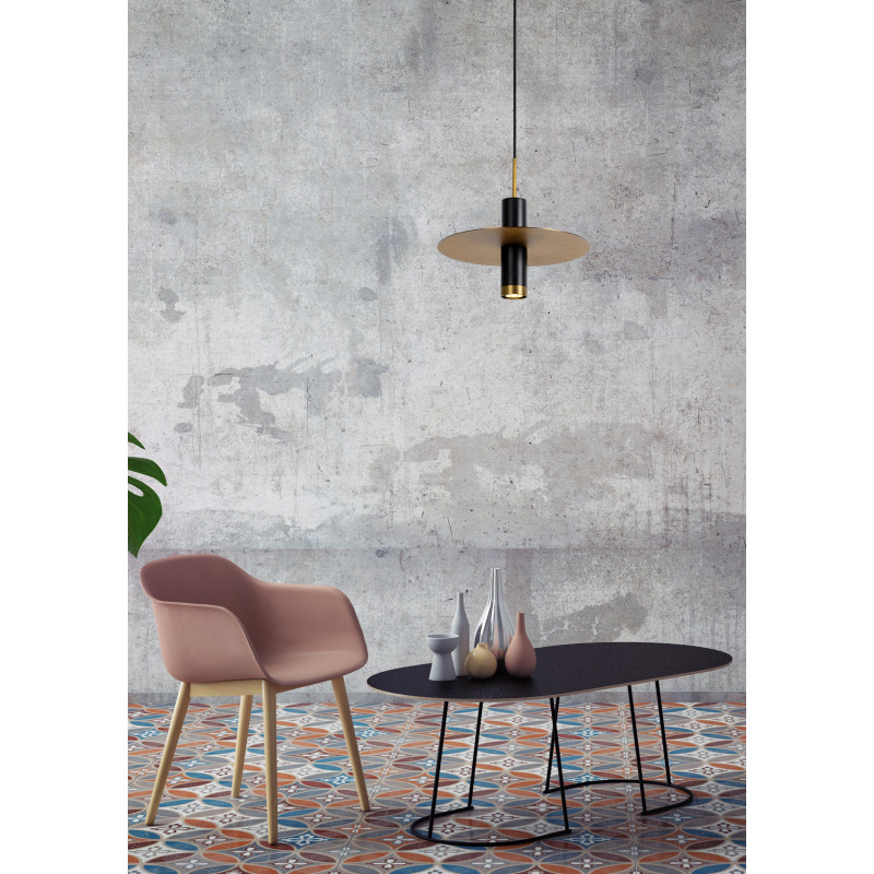 Suspension Selin noire et dorée dimamble Ø 25 cm GU10 35 W LUCIDE