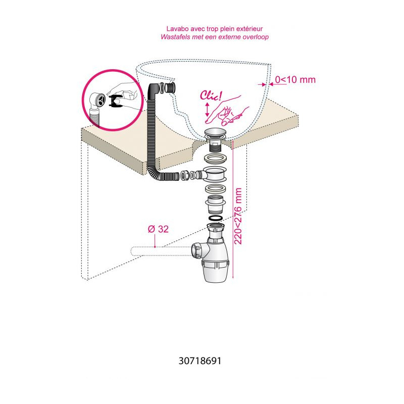 Bonde & Siphon Lavabo Quick-Clac – Facile à installer | INVENTIV Bonde & Siphon Lavabo Quick-Clac – Facile à installer | INVENTIV