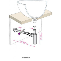 Siphon Lavabo Linéis Laiton Chromé Ø 32mm | INVENTIV Siphon Lavabo Linéis Laiton Chromé Ø 32mm | INVENTIV