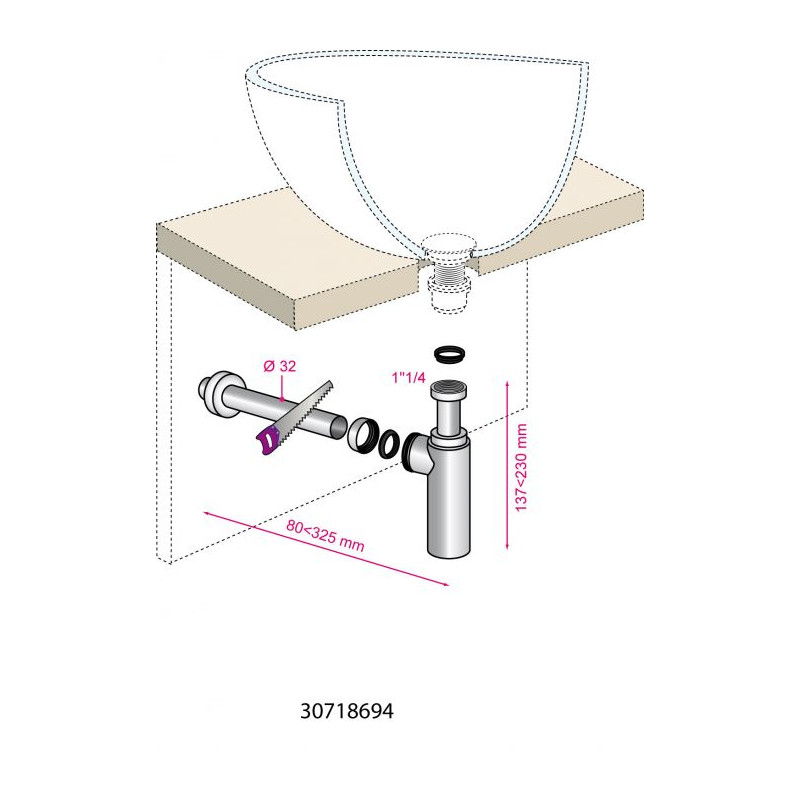Siphon Lavabo Linéis Laiton Chromé Ø 32mm | INVENTIV Siphon Lavabo Linéis Laiton Chromé Ø 32mm | INVENTIV