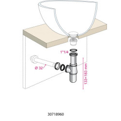 Siphon Lavabo Laiton Chromé Ø32mm – Installation Facile | INVENTIV