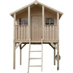 Cabane pour enfants sur pilotis en bois KANGOUROU Jardipolys, 167 x 181 x  200 cm, Maison de jeux en bois enfants en hauteur avec escalier