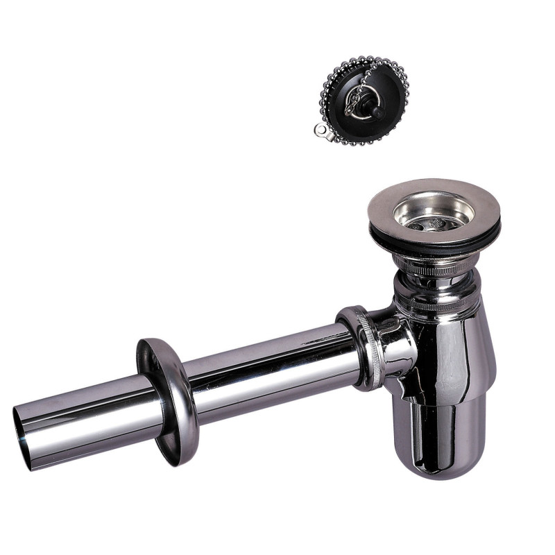 Bonde avec bouchon et siphon en laiton pour lavabo WIRQUIN