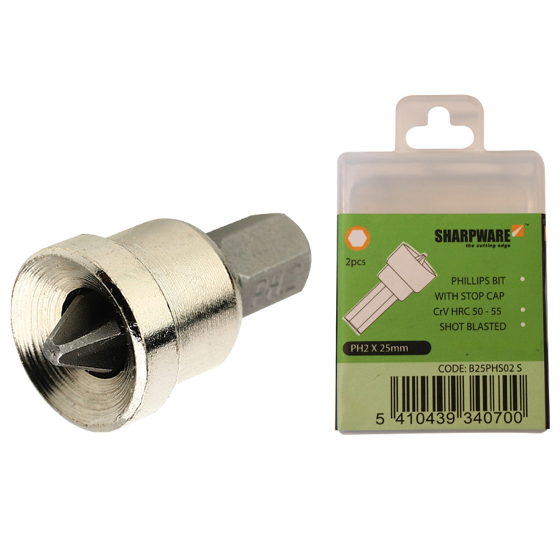 Embouts 1/4" Phillips avec arrêt PH2 2 pièces