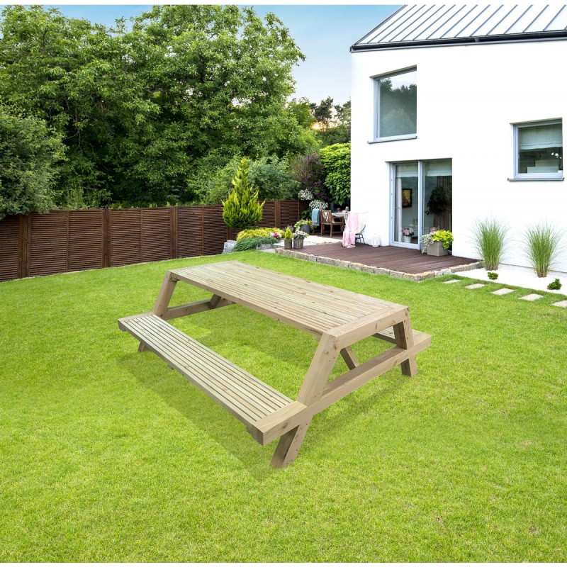 Table de jardin pique-nique en pin SOLID 200cm | SOLID
