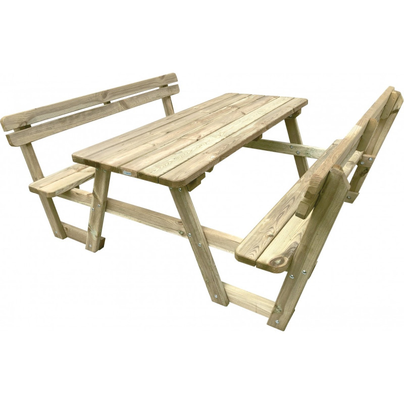 Table de jardin pique-nique avec dossier 180 x 197 x 74 cm SOLID