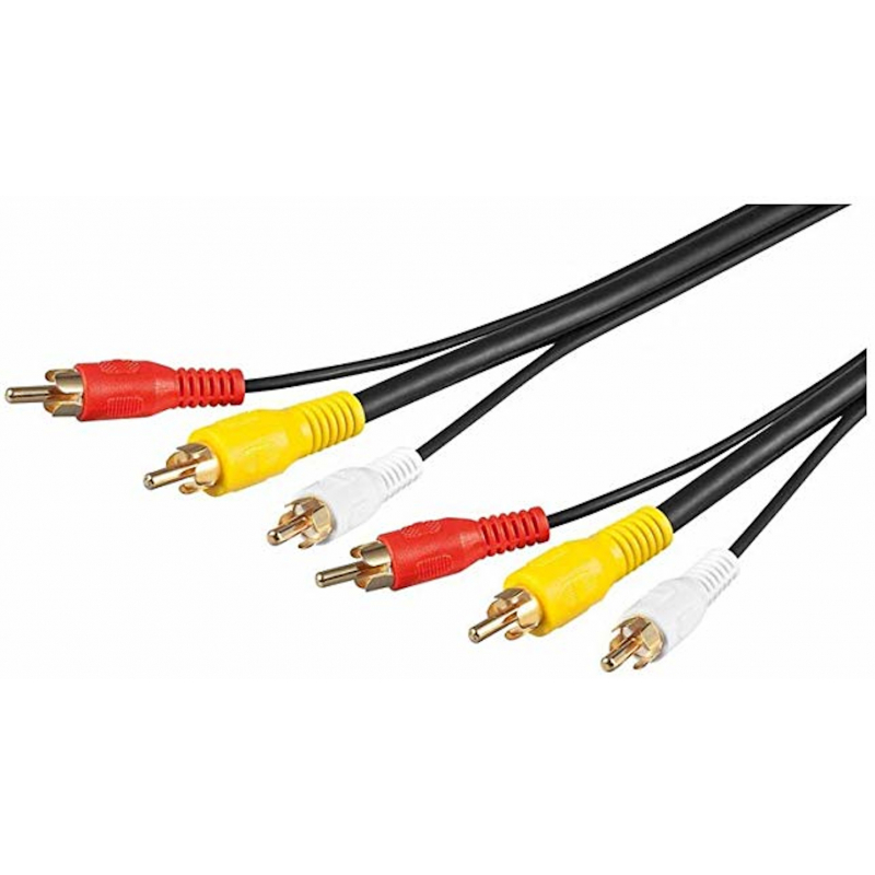 Câble audio video 3 fiches RCA mâle/mâle - 1,5m - ANJOU CONNECTIQUE