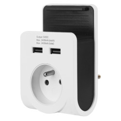 Chargeur 2 ports USB et prise sur secteur