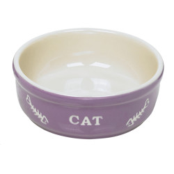 Gamelle mauve en terre cuite pour chat Ø 14 cm