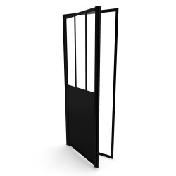 Porte de douche pivotante Fabrik noire 80x200 | AURLANE