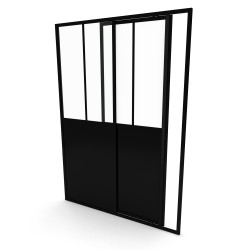 Porte de douche coulissante Fabrik noire 120x200 | AURLANE