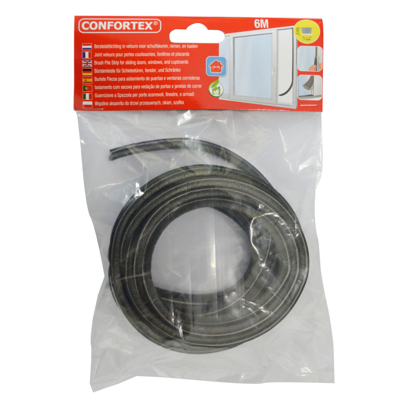 Joint adhésif avec brosse pour système coulissant 6 m CONFORTEX Joint adhésif avec brosse pour système coulissant 6 m CONFORTEX