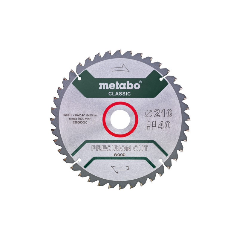 Lame de scie PrecisionCut pour bois Ø 216 mm METABO