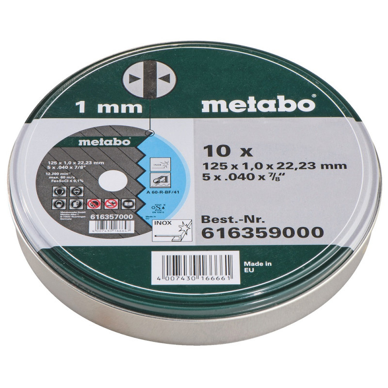 Lot de meules à tronçonner pour métal Ø 125 mm 10 pièces METABO