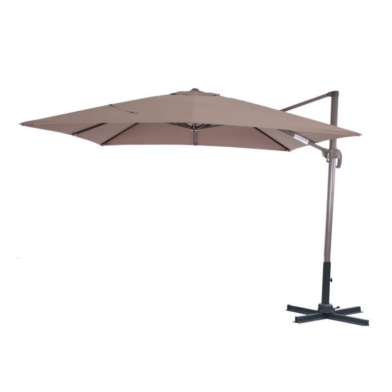 Parasol déporté taupe avec manivelle 3 x 3 m