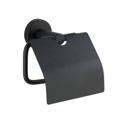 Porte-rouleau papier toilette avec rabat Bosio noir mat WENKO