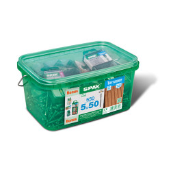 Set de vis pour terrasse avec accessoires 5 x 50 mm 550 pièces SPAX Set de vis pour terrasse avec accessoires 5 x 50 mm 550 pièces SPAX