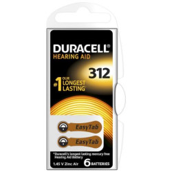 Pile bouton auditive DA312 6 pièces DURACELL