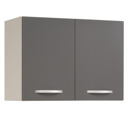 Meuble de cuisine haut Eko gris brillant avec 2 portes 80 x 35 x 58 cm EKIPA