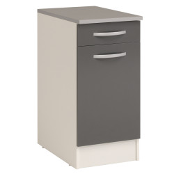 Meuble de cuisine Eko avec 1 porte et 1 tiroir gris brillant 40 x 60 x 86 cm EKIPA