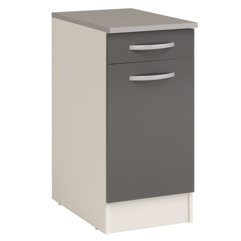 Meuble de cuisine Eko avec 1 porte et 1 tiroir gris brillant 40 x 60 x 86 cm EKIPA