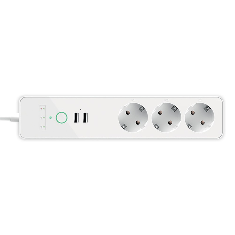 Multiprise Wi-Fi 3 prises 2 USB blanc