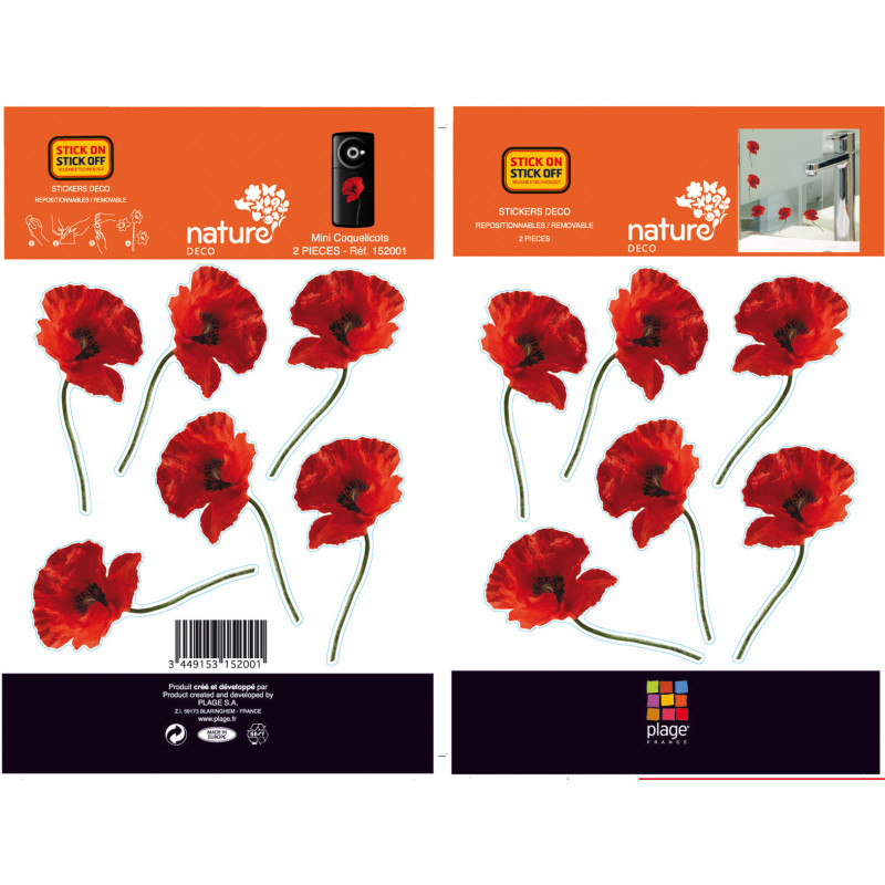 Planche de stickers Coquelicots 2 pièces