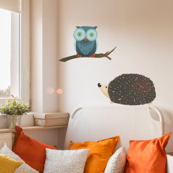 Planche de stickers A4 Hibou et Hérisson 2 pièces