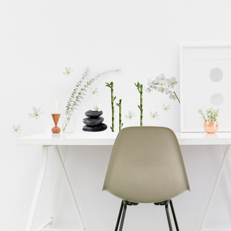 Planche de stickers A4 Bambou & Galets 2 pièces Planche de stickers A4 Bambou & Galets 2 pièces