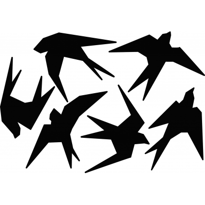 Planche de stickers électrostatiques Oiseaux noirs