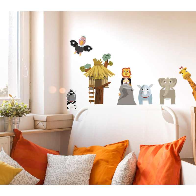 Planche de stickers Cabane africaine & Animaux 48 x 68 cm Planche de stickers Cabane africaine & Animaux 48 x 68 cm
