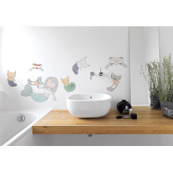 Planche de stickers Sirène & Chats 48 x 68 cm