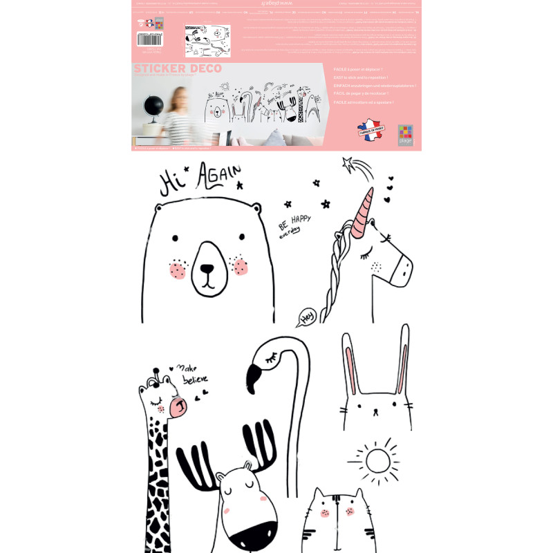 Planche de stickers Happy Animals 48 x 68 cm