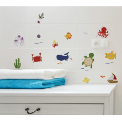 Planche de stickers Animaux Marins 48 x 68 cm