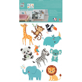 Planche de stickers Animaux du Zoo 48 x 68 cm