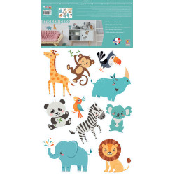 Planche de stickers Animaux du Zoo 48 x 68 cm