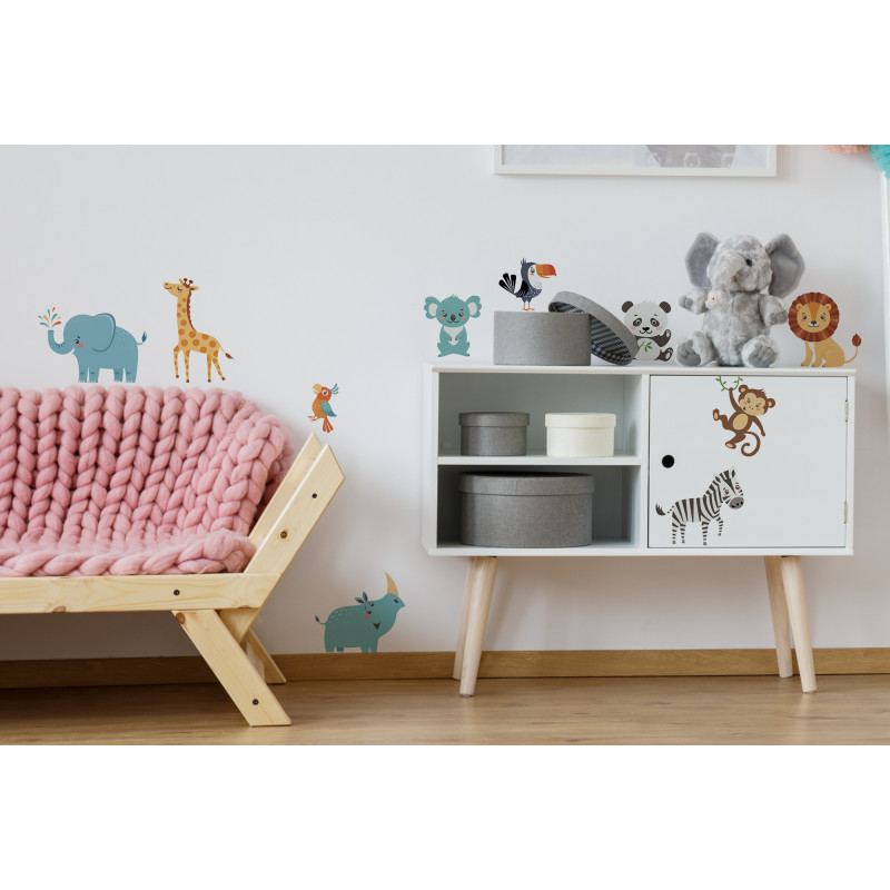 Planche de stickers Animaux du Zoo 48 x 68 cm