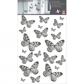 Planche de stickers Papillons noirs et blancs 48 x 68 cm