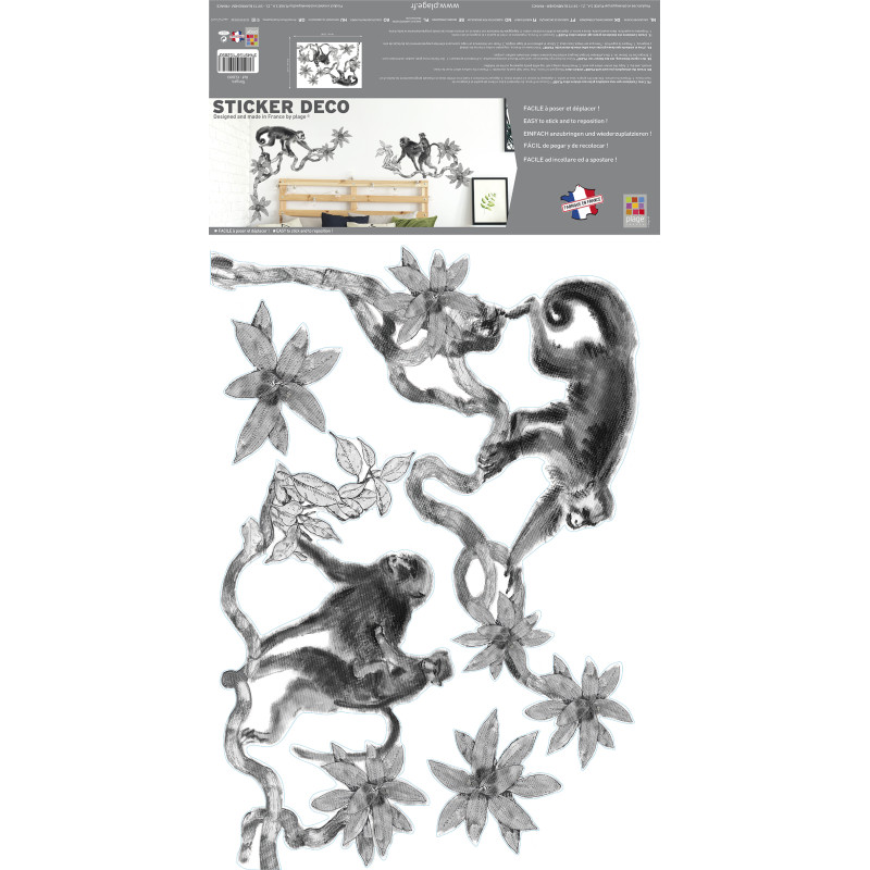 Planche de stickers Singes 48 x 68 cm